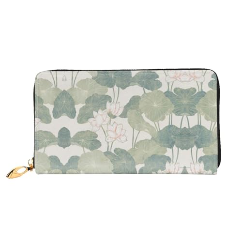 WYYDPPLK Cattle Farm Sanctuary Print Deluxe Leder Lange Clutch Geldbörse - Volldruck, doppelseitig, langlebig mit überlegener Speicherkapazität, Black Lily Pads, Einheitsgröße von WYYDPPLK