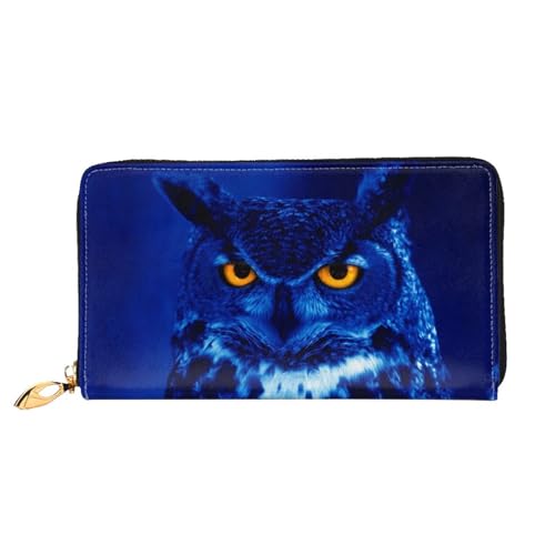 WYYDPPLK Cattle Farm Sanctuary Print Deluxe Leder Lange Clutch Geldbörse - Volldruck, doppelseitig, langlebig mit überlegener Speicherkapazität, blaue eule, Einheitsgröße von WYYDPPLK