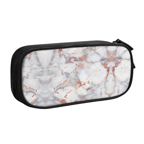 WYYDPPLK Federmäppchen aus rotgoldenem Marmor mit Volldruck-Design, strapazierfähiges Oxford-Tuch, Federmäppchen für Schule, Büro und Reisen, Aufbewahrungstasche mit mehreren Fächern für Stifte von WYYDPPLK