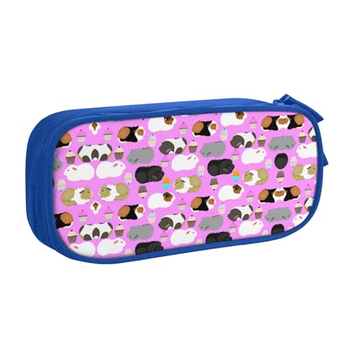 WYYDPPLK Federmäppchen für Meerschweinchen und Cupcakes mit Volldruck-Design, strapazierfähiges Oxford-Tuch, Federmäppchen für Schule, Büro und Reisen, Aufbewahrungstasche mit mehreren Fächern für von WYYDPPLK