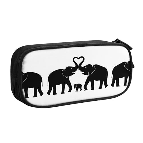 WYYDPPLK Federmäppchen mit Altem Elefant und junger Elefant mit Volldruck-Design, strapazierfähiges Oxford-Tuch, Federmäppchen für Schule, Büro & Reisen, Aufbewahrungstasche mit mehreren Fächern für von WYYDPPLK