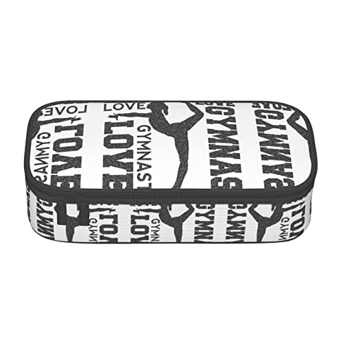 WYYDPPLK Federmäppchen mit Aufdruck "Love Gymnastics Print", hohe Kapazität, vielseitig, langlebig und kompakt, Oxford-Gewebe, Schreibwarentasche mit mehreren von WYYDPPLK