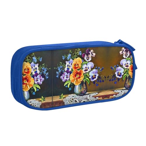 WYYDPPLK Federmäppchen mit Blumenmotiv und Diamantmalerei, Volldruck-Design, strapazierfähiges Oxford-Tuch, Federmäppchen für Schule, Büro und Reisen, Aufbewahrungstasche mit mehreren Taschen für von WYYDPPLK