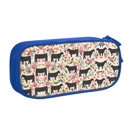 WYYDPPLK Federmäppchen mit Blumenmuster, Motiv: Kühe und Rinder, mit Volldruck-Design, strapazierfähiges Oxford-Tuch, Federmäppchen für Schule, Büro und Reisen, Aufbewahrungstasche mit mehreren von WYYDPPLK
