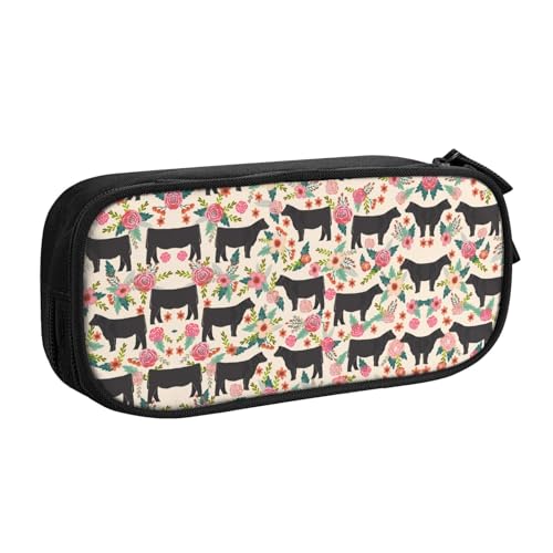 WYYDPPLK Federmäppchen mit Blumenmuster, Motiv: Kühe und Rinder, mit Volldruck-Design, strapazierfähiges Oxford-Tuch, Federmäppchen für Schule, Büro und Reisen, Aufbewahrungstasche mit mehreren von WYYDPPLK