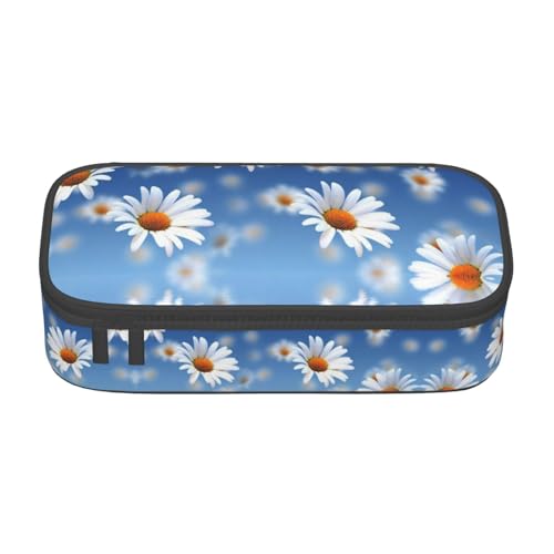 WYYDPPLK Federmäppchen mit Gänseblümchen-Druck, hohe Kapazität, vielseitig, langlebig und kompakt, Oxford-Stoff, Schreibwaren-Tasche mit mehreren von WYYDPPLK