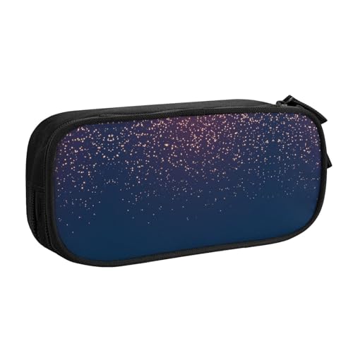 WYYDPPLK Federmäppchen mit Himmel und Sternen, Marineblau mit Volldruck-Design, strapazierfähiges Oxford-Tuch, Federmäppchen für Schule, Büro & Reisen, Aufbewahrungstasche mit mehreren Fächern für von WYYDPPLK