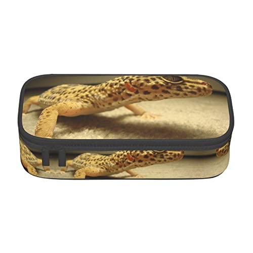 WYYDPPLK Federmäppchen mit Leoparden-Gecko-Druck, hohe Kapazität, vielseitig, langlebig und kompakt, Oxford-Gewebe, Schreibwarentasche mit mehreren, Schwarz , Einheitsgröße, Kosmetikkoffer von WYYDPPLK