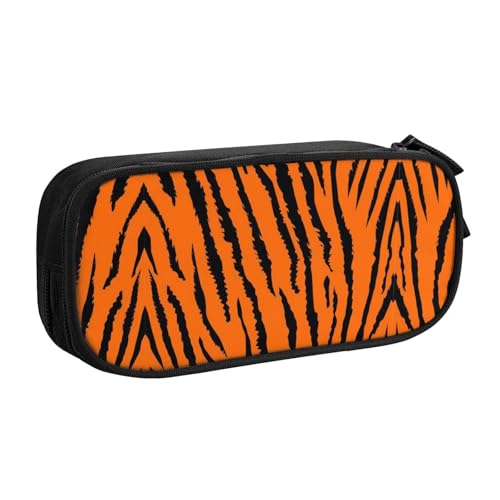 WYYDPPLK Federmäppchen mit Leopardenmuster, Orange Tiger mit Volldruck-Design, strapazierfähiges Oxford-Tuch, Federmäppchen für Schule, Büro & Reisen, Multi Pocket Aufbewahrungstasche für Stifte von WYYDPPLK
