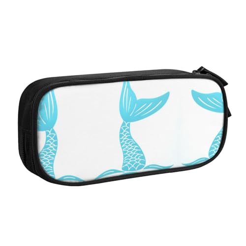 WYYDPPLK Federmäppchen mit Meerjungfrauenschwanz, Volldruck-Design, strapazierfähiges Oxford-Tuch, Federmäppchen für Schule, Büro und Reisen, Multi Pocket Aufbewahrungstasche für Stifte, Make-up von WYYDPPLK