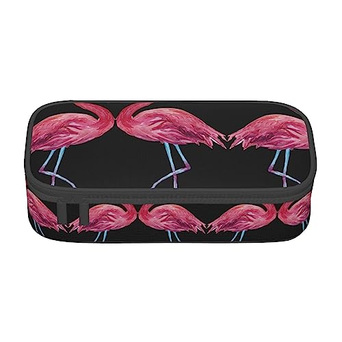 WYYDPPLK Federmäppchen mit Musik-Symbol-Druck, hohe Kapazität, vielseitig, langlebig und kompakt, Oxford-Gewebe, Schreibwaren-Tasche mit mehreren, Flamingos, Einheitsgröße, Kosmetikkoffer von WYYDPPLK