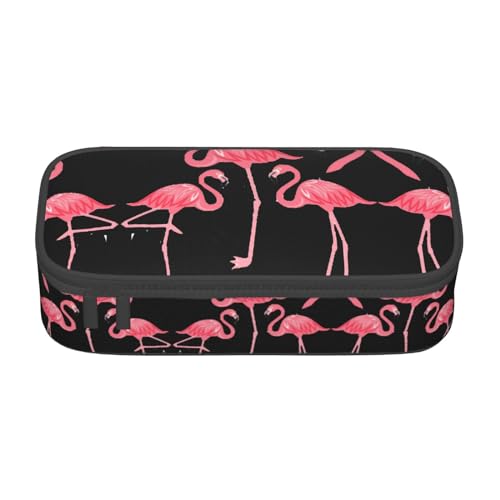 WYYDPPLK Federmäppchen mit Musik-Symbol-Druck, hohe Kapazität, vielseitig, langlebig und kompakt, Oxford-Gewebe, Schreibwaren-Tasche mit mehreren, Vier Flamingos, Einheitsgröße, Kosmetikkoffer von WYYDPPLK