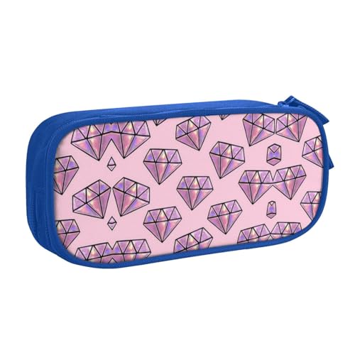 WYYDPPLK Federmäppchen mit Rautenmuster und Volldruck-Design, strapazierfähiges Oxford-Tuch, Federmäppchen für Schule, Büro und Reisen, Aufbewahrungstasche mit mehreren Fächern für Stifte, Make-up und von WYYDPPLK