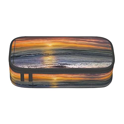 WYYDPPLK Federmäppchen mit Sonnenuntergang-Strand-Druck, hohe Kapazität, vielseitig, langlebig und kompakt, Oxford-Gewebe, Schreibwarentasche mit mehreren, Schwarz , Einheitsgröße, Kosmetikkoffer von WYYDPPLK