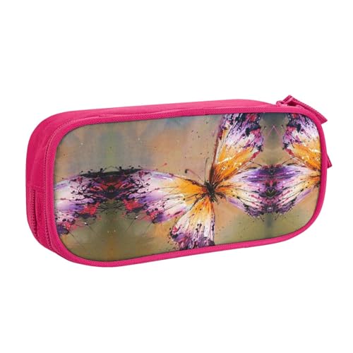 WYYDPPLK Federmäppchen mit Stickerei, buntes Schmetterlings-Design, strapazierfähiges Oxford-Stoff-Federmäppchen für Schule, Büro und Reisen, Aufbewahrungstasche mit mehreren Fächern für Stifte von WYYDPPLK