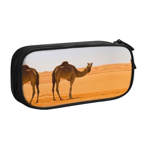 WYYDPPLK Federmäppchen mit Volldruck-Design in Wüstensand, Kamel, strapazierfähiges Oxford-Tuch, Federmäppchen für Schule, Büro & Reisen, Aufbewahrungstasche mit mehreren Fächern für Stifte, Make-up von WYYDPPLK