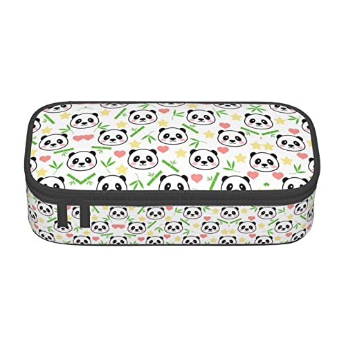 WYYDPPLK Federmäppchen mit natürlichem Elefanten-Druck, hohe Kapazität, vielseitig, langlebig und kompakt, Oxford-Gewebe, Schreibwarentasche mit mehreren, Niedlicher Panda Bambus Stern, Einheitsgröße, von WYYDPPLK