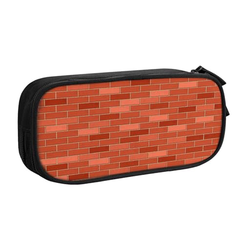 WYYDPPLK Federmäppchen mit roter Ziegelmauer-Textur, Volldruck-Design, strapazierfähiges Oxford-Tuch, Federmäppchen für Schule, Büro und Reisen, Aufbewahrungstasche mit mehreren Fächern für Stifte von WYYDPPLK
