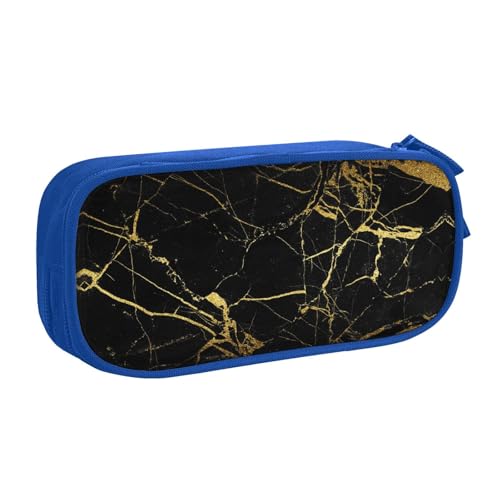 WYYDPPLK Federmäppchen mit schwarzem und goldenem Hintergrund, Volldruck-Design, strapazierfähiges Oxford-Tuch, Federmäppchen für Schule, Büro und Reisen, Aufbewahrungstasche mit mehreren Fächern für von WYYDPPLK