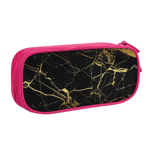 WYYDPPLK Federmäppchen mit schwarzem und goldenem Hintergrund, Volldruck-Design, strapazierfähiges Oxford-Tuch, Federmäppchen für Schule, Büro und Reisen, Aufbewahrungstasche mit mehreren Fächern für von WYYDPPLK