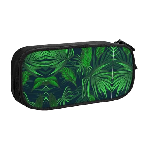 WYYDPPLK Federmäppchen mit tropischen Pflanzen in Grün, mit Volldruck-Design, strapazierfähiges Oxford-Tuch, Federmäppchen für Schule, Büro und Reisen, Aufbewahrungstasche mit mehreren Fächern für von WYYDPPLK
