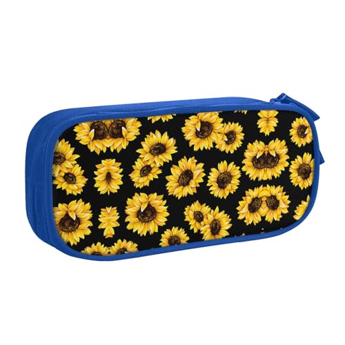 WYYDPPLK Federtasche mit Sonnenblumen-Motiv, mit Volldruck-Design, strapazierfähiges Oxford-Tuch, Federmäppchen für Schule, Büro und Reisen, Aufbewahrungstasche mit mehreren Fächern für Stifte von WYYDPPLK