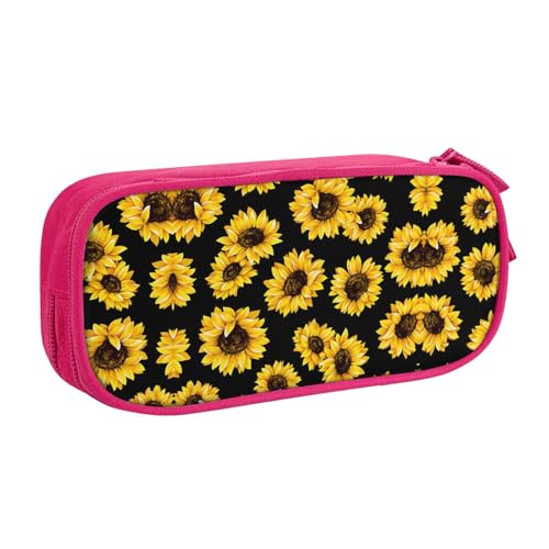 WYYDPPLK Federtasche mit Sonnenblumen-Motiv, mit Volldruck-Design, strapazierfähiges Oxford-Tuch, Federmäppchen für Schule, Büro und Reisen, Aufbewahrungstasche mit mehreren Fächern für Stifte von WYYDPPLK