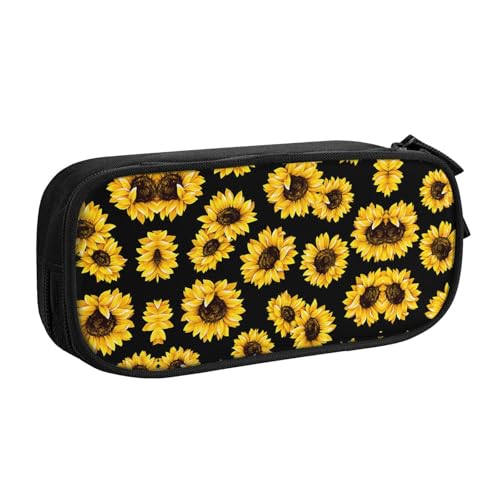WYYDPPLK Federtasche mit Sonnenblumen-Motiv, mit Volldruck-Design, strapazierfähiges Oxford-Tuch, Federmäppchen für Schule, Büro und Reisen, Aufbewahrungstasche mit mehreren Fächern für Stifte von WYYDPPLK