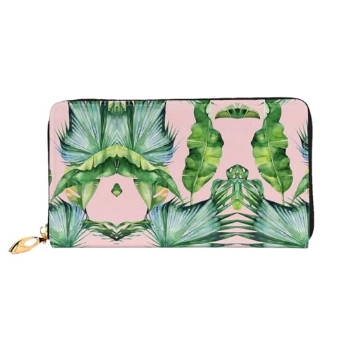 WYYDPPLK Fresh Banana Leaves Print Deluxe Leather Long Clutch Wallet - Full-Print, Double-Sided, Durable with Superior Storage Capacity von WYYDPPLK