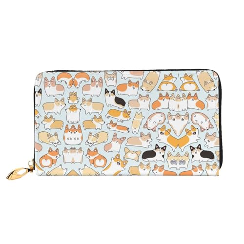 WYYDPPLK Fresh Peacock Print Deluxe Leather Long Clutch Wallet - Full-Print, Double-Sided, Durable with Superior Storage Capacity, Corgi-Muster, Einheitsgröße von WYYDPPLK