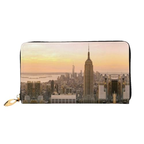 WYYDPPLK Fresh Peacock Print Deluxe Leather Long Clutch Wallet - Full-Print, Double-Sided, Durable with Superior Storage Capacity, Empire State Building, Einheitsgröße von WYYDPPLK