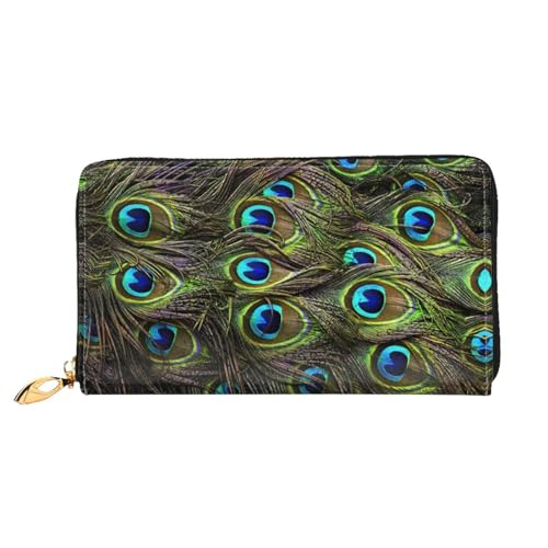 WYYDPPLK Fresh Peacock Print Deluxe Leather Long Clutch Wallet - Full-Print, Double-Sided, Durable with Superior Storage Capacity, Frischer Pfau, Einheitsgröße von WYYDPPLK