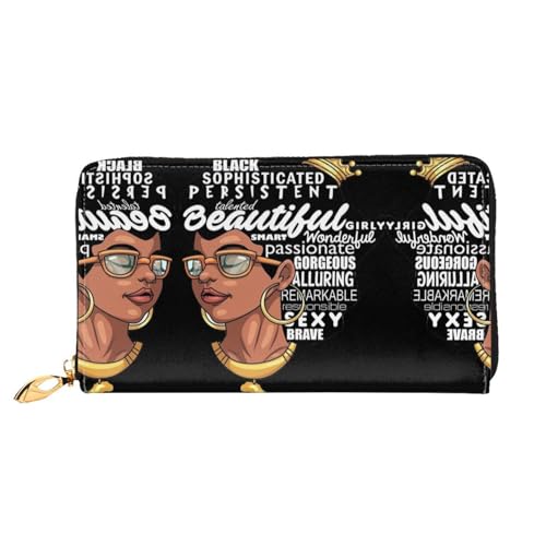 WYYDPPLK Fresh Peacock Print Deluxe Leather Long Clutch Wallet - Full-Print, Double-Sided, Durable with Superior Storage Capacity, Melanin Afro Woman, Einheitsgröße von WYYDPPLK