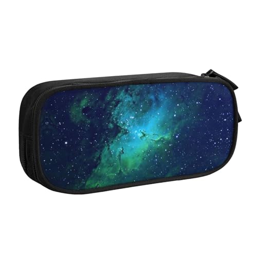 WYYDPPLK Galaxy Green Pencase with Full-Print Design - Durable Oxford Cloth Pencil Case for School, Office & Travel - Multi Pocket Storage Bag for Pens, Makeup & Accessories, Schwarz , Einheitsgröße von WYYDPPLK