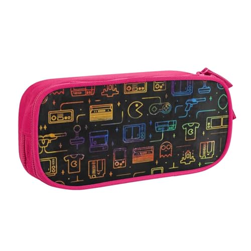 WYYDPPLK Game Video Gaming Pattern Pencase with Full-Print Design - Durable Oxford Cloth Pencil Case for School, Office & Travel - Multi Pocket Storage Bag for Pens, Makeup & Accessories, rose von WYYDPPLK