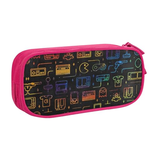 WYYDPPLK Game Video Gaming Pattern Pencase with Full-Print Design - Durable Oxford Cloth Pencil Case for School, Office & Travel - Multi Pocket Storage Bag for Pens, Makeup & Accessories, rose von WYYDPPLK
