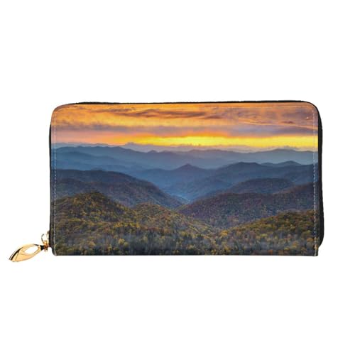 WYYDPPLK Girl Bicycle Butterfly Print Deluxe Leather Long Clutch Wallet - Full-Print, Double-Sided, Durable with Superior Storage Capacity, Blue Ridge Parkway Mountains, Einheitsgröße von WYYDPPLK