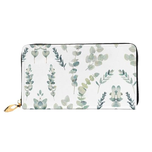 WYYDPPLK Girl Bicycle Butterfly Print Deluxe Leather Long Clutch Wallet - Full-Print, Double-Sided, Durable with Superior Storage Capacity, Eukalyptusblätter, Einheitsgröße von WYYDPPLK