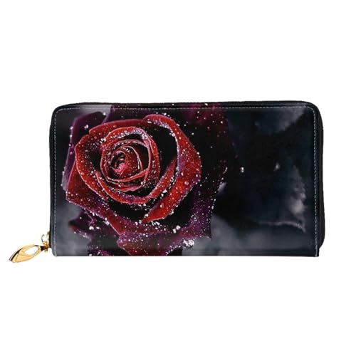 WYYDPPLK Gold Puppy Paw Print Deluxe Leder Lange Clutch Geldbörse - Volldruck, doppelseitig, langlebig mit überlegener Speicherkapazität, Dew Rose, Einheitsgröße von WYYDPPLK