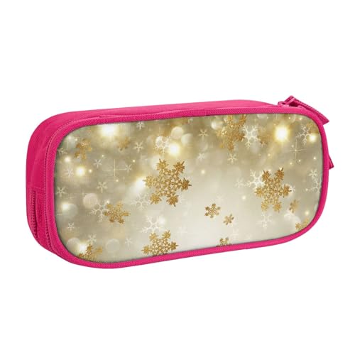 WYYDPPLK Goldene Seiden-Weihnachts-Federmäppchen mit Volldruck-Design, strapazierfähiges Oxford-Tuch, Federmäppchen für Schule, Büro & Reisen, Multi Pocket Aufbewahrungstasche für Stifte, Make-up von WYYDPPLK