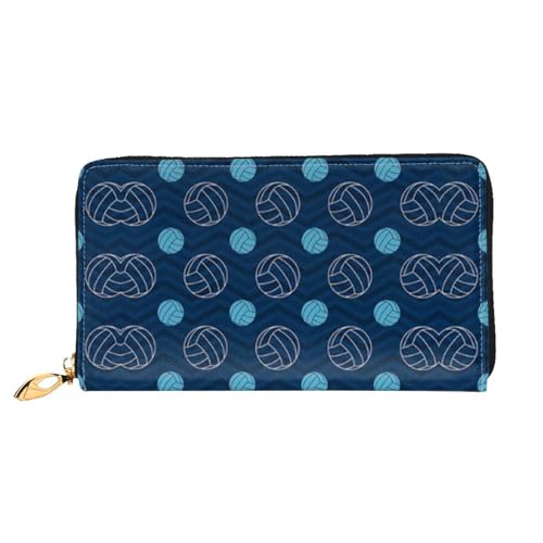 WYYDPPLK Gothic Wallpaper Skull Print Deluxe Leder Lange Clutch Geldbörse - Volldruck, doppelseitig, langlebig mit überlegener Speicherkapazität, Blau Volleyball, Einheitsgröße von WYYDPPLK