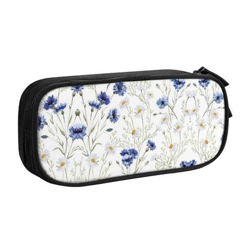 WYYDPPLK Handgezeichnetes Blumen-Federmäppchen mit Volldruck-Design, strapazierfähiges Oxford-Tuch, Federmäppchen für Schule, Büro und Reisen, Aufbewahrungstasche mit mehreren Fächern für Stifte von WYYDPPLK