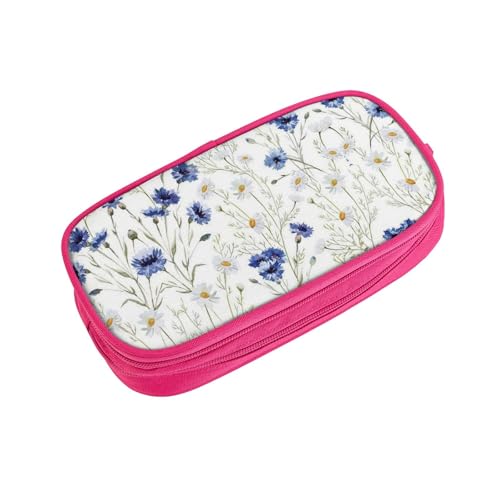 WYYDPPLK Handgezeichnetes Blumen-Federmäppchen mit Volldruck-Design, strapazierfähiges Oxford-Tuch, Federmäppchen für Schule, Büro und Reisen, Aufbewahrungstasche mit mehreren Fächern für Stifte von WYYDPPLK