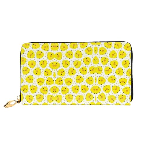 WYYDPPLK Happy Carrot Print Deluxe Leder Lange Clutch Geldbörse - Volldruck, doppelseitig, langlebig mit überlegener Speicherkapazität, Huhn Gelb, Einheitsgröße von WYYDPPLK