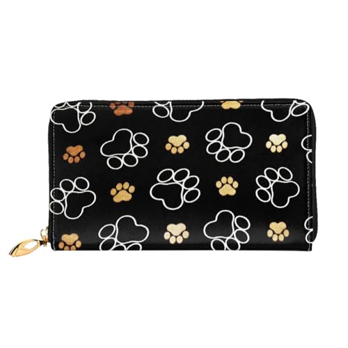 WYYDPPLK Haunted Mansion Print Deluxe Leder Lange Clutch Geldbörse - Volldruck, doppelseitig, langlebig mit überlegener Speicherkapazität, Hundepfotenmotiv, Einheitsgröße von WYYDPPLK