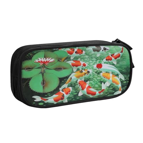 WYYDPPLK Hd Federmäppchen mit rotem Karpfenfisch, mit Volldruck-Design, strapazierfähiges Oxford-Tuch, Federmäppchen für Schule, Büro und Reisen, Aufbewahrungstasche mit mehreren Fächern für Stifte von WYYDPPLK