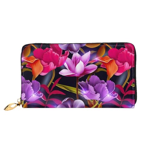 WYYDPPLK Ladybug Print Deluxe Leder Lange Clutch Geldbörse - Volldruck, doppelseitig, langlebig mit überlegener Speicherkapazität, Blumenblätter lila rote Blume, Einheitsgröße von WYYDPPLK