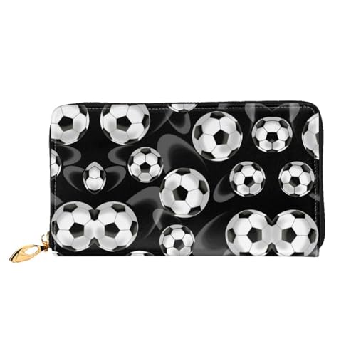 WYYDPPLK Lange Clutch-Geldbörse aus Leder, Motiv: Soccer Black Print, doppelseitig, langlebig, mit überlegener Speicherkapazität von WYYDPPLK