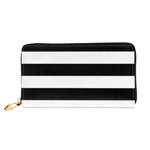 WYYDPPLK Lange Clutch-Geldbörse aus Leder, gestreift, schwarz, weiß, bedruckt, doppelseitig bedruckt, langlebig, mit überlegener Speicherkapazität von WYYDPPLK