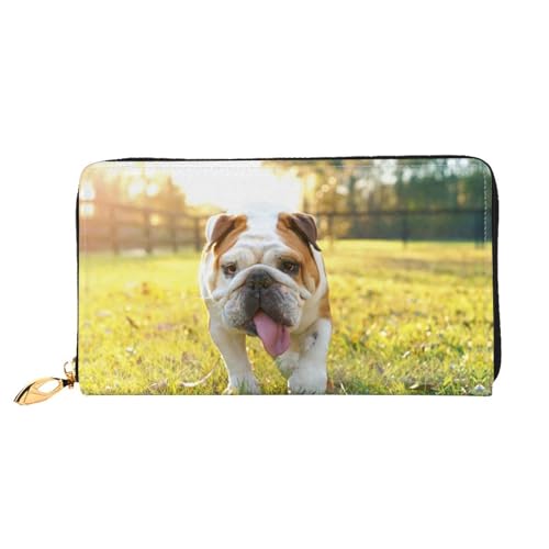 WYYDPPLK Lange Clutch-Geldbörse aus Leder mit Blumenmuster, bunt, Schmetterlings-Druck, doppelseitig, langlebig mit überlegener Speicherkapazität, Süße Bulldogge, Einheitsgröße von WYYDPPLK